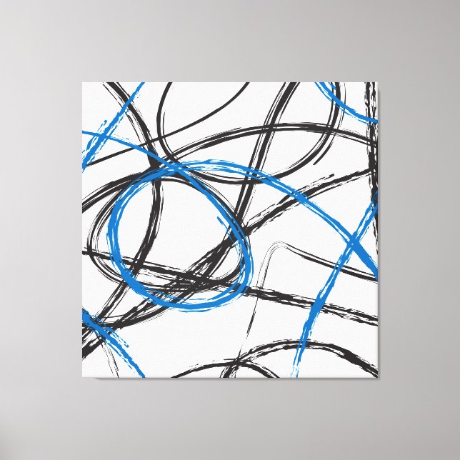 ABSTRACT BLUE LINES DESIGN ART ON CANVAS PRINT (Front)