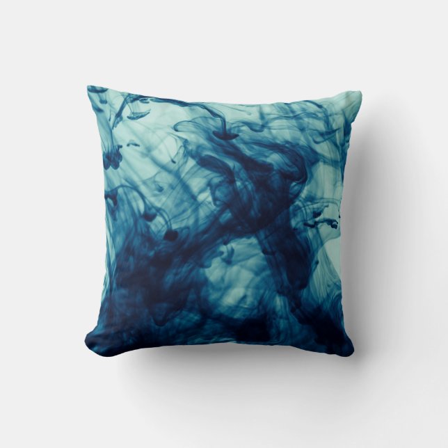 Abstract blue liquid smoke pattern background throw pillow (Front)