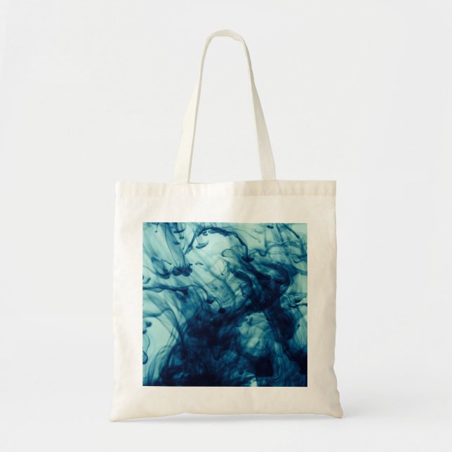 Abstract blue liquid smoke pattern background tote bag (Front)