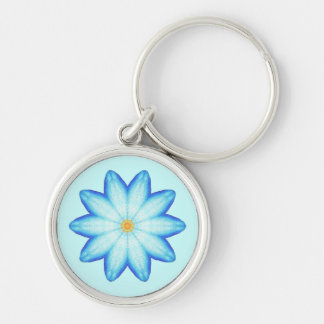 Abstract Blue Lotus Flower Painting Keychains