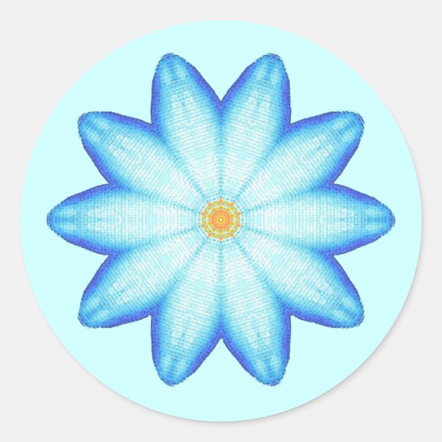 Abstract Blue Lotus Flower Painting Stickers (Front)