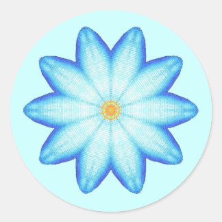 Abstract Blue Lotus Flower Painting Stickers
