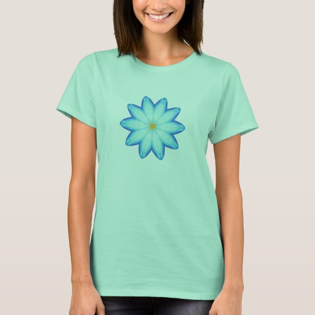 Abstract Blue Lotus Flower Painting Tshirt (Front)