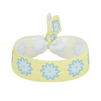Abstract blue lotus flower yellow hair ties