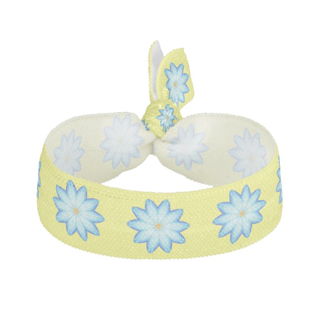 Abstract blue lotus flower yellow hair ties (Front)