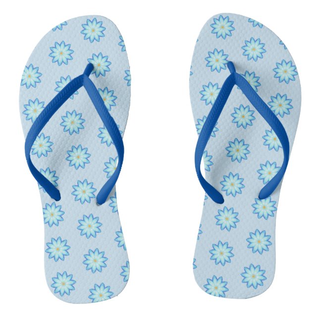 Abstract Blue Lotus Flowers Painting FlipFlops (Footbed)