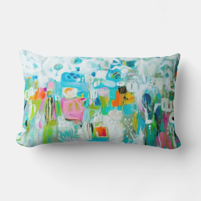 Abstract Blue Lumbar Pillow (Front)