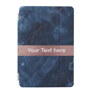Abstract Blue Marble Art with Gold Glitter Accents iPad Mini Cover