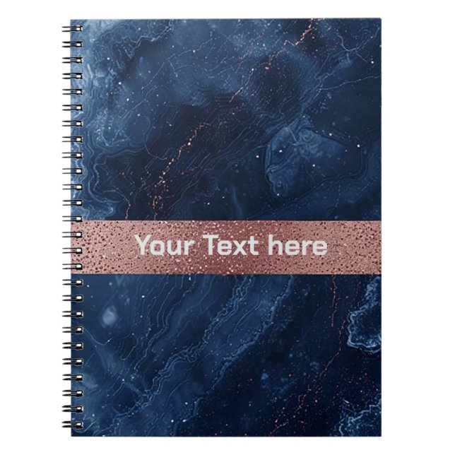 Abstract Blue Marble Art with Gold Glitter Accents Notebook (Front)