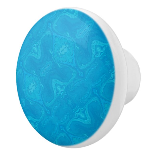 Abstract Blue Marble Personalized  Ceramic Knob (Right)