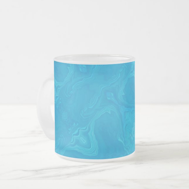 Abstract Blue Marble Personalized HP Lap Frosted Glass Coffee Mug (Front Left)