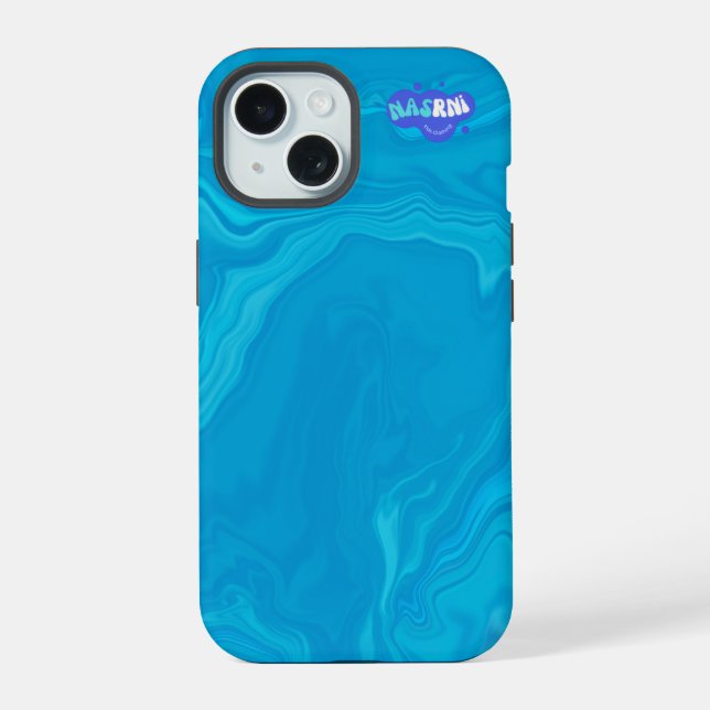 Abstract Blue Marble Personalized HP Lap iPhone 15 Case (Back)