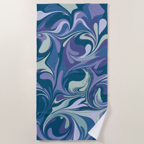 Abstract Blue Marble Swirl Stylish Personalized Beach Towel