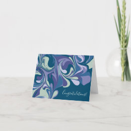 Abstract Blue Marble Swirl Stylish Personalized Card