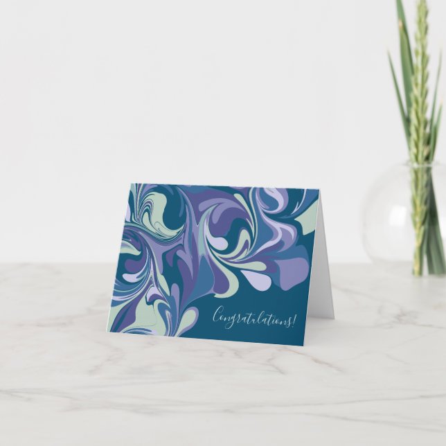 Abstract Blue Marble Swirl Stylish Personalized Card (Front)