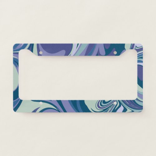 Abstract Blue Marble Swirl Stylish Personalized  License Plate Frame