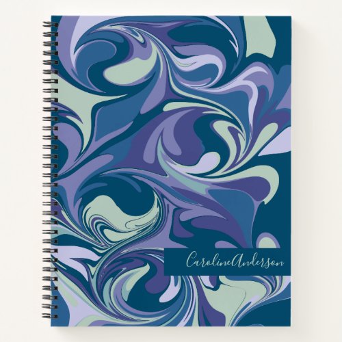 Abstract Blue Marble Swirl Stylish Personalized Notebook