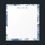 Abstract Blue Marble Swirl Stylish Personalized Notepad<br><div class="desc">A fun abstract marbling swirls graphic design in a colorful palette of soft minty green,  periwinkle,  blue,  and purple,  personalized with your name or word of choice.</div>