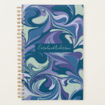Abstract Blue Marble Swirl Stylish Personalized  Planner<br><div class="desc">Cute planner with a fun abstract marbling swirls graphic design in a colorful palette of soft minty green,  periwinkle,  blue,  and purple.</div>