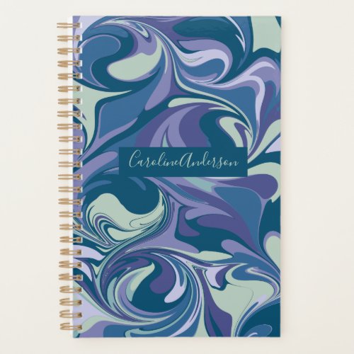 Abstract Blue Marble Swirl Stylish Personalized  Planner
