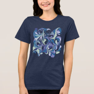 Abstract Blue Marble Swirl Stylish Personalized Tri-Blend Shirt