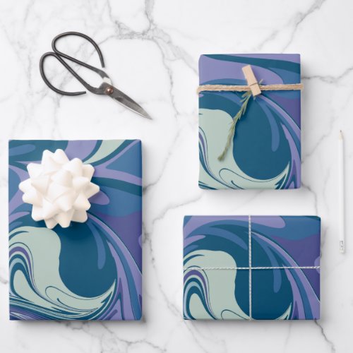 Abstract Blue Marble Swirl Stylish Personalized  Wrapping Paper Sheets