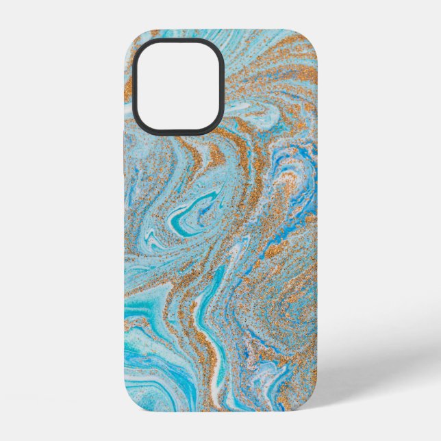 Abstract blue marble texture iphone case (Back)