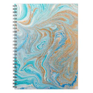 Abstract blue marble texture notebook