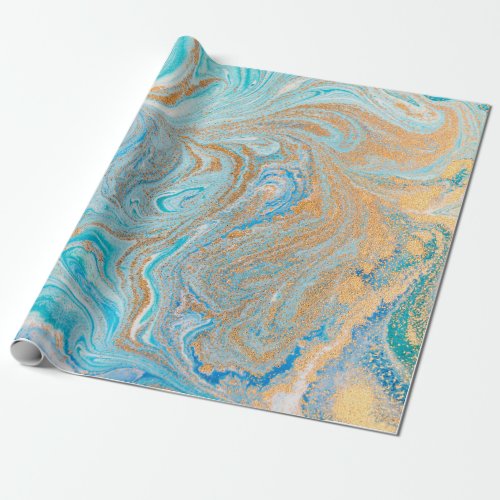 Abstract blue marble texture wrapping paper