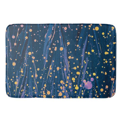 ABSTRACT BLUE MARBLED PAPER WITH GOLD SPLASHES BATH MAT