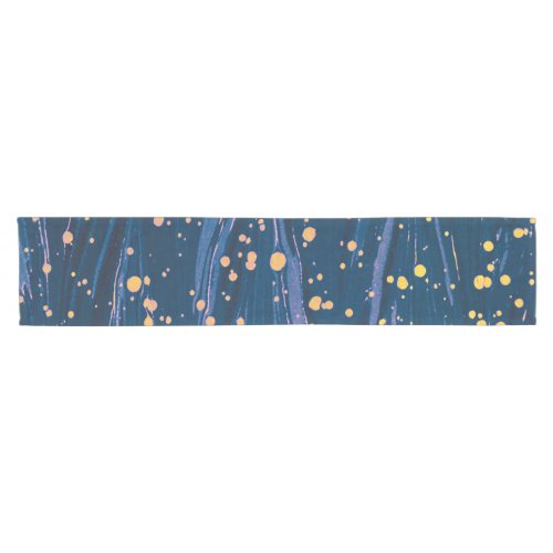 ABSTRACT BLUE MARBLED PAPER WITH GOLD SPLASHES SHORT TABLE RUNNER