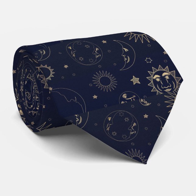 Abstract Blue Milkyway Galaxy NightSky Neck Tie (Rolled)