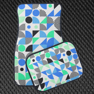 Abstract Blue Mint Geometric Pattern Car Floor Mat