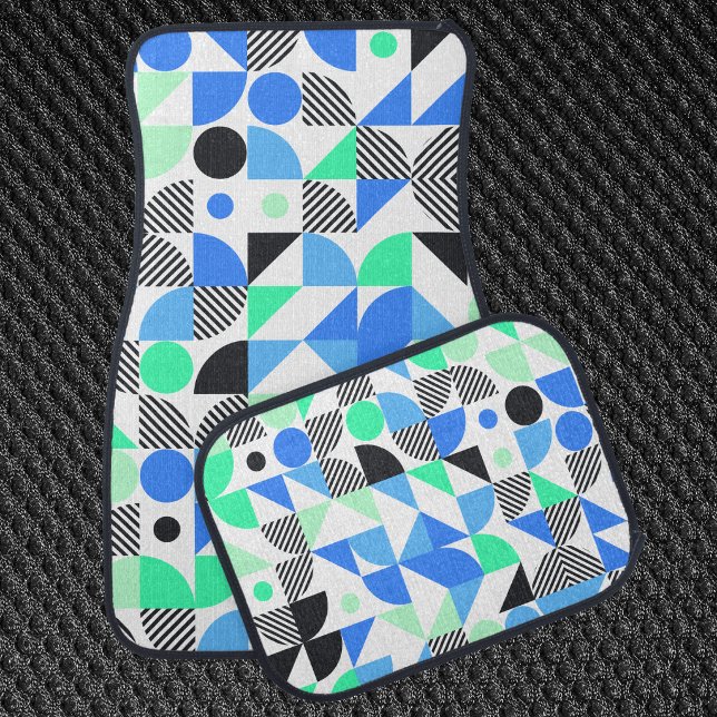 Abstract Blue Mint Geometric Pattern Car Floor Mat (Creator Uploaded)