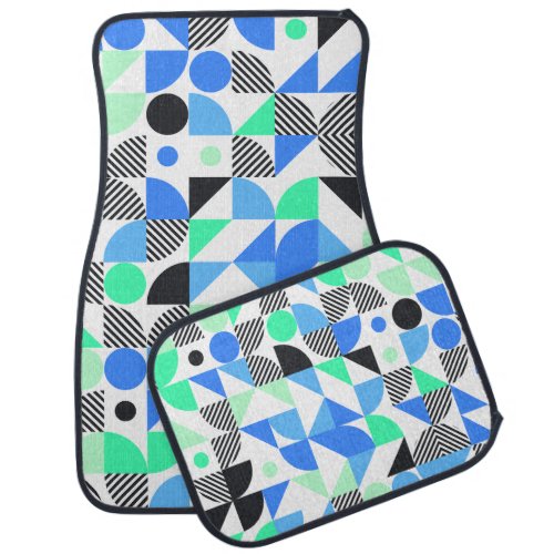 Abstract Blue Mint Geometric Pattern Car Floor Mat