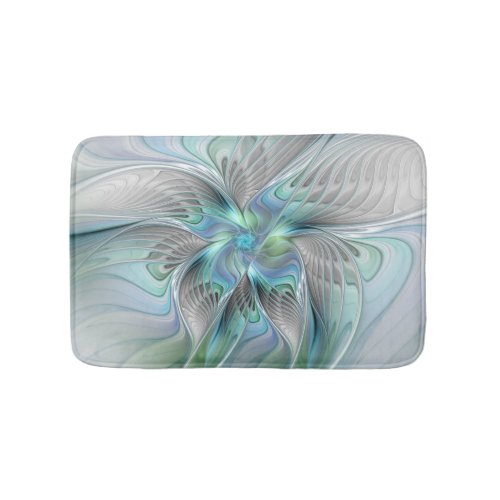 Abstract Blue Mint Green Butterfly Fantasy Fractal Bath Mat