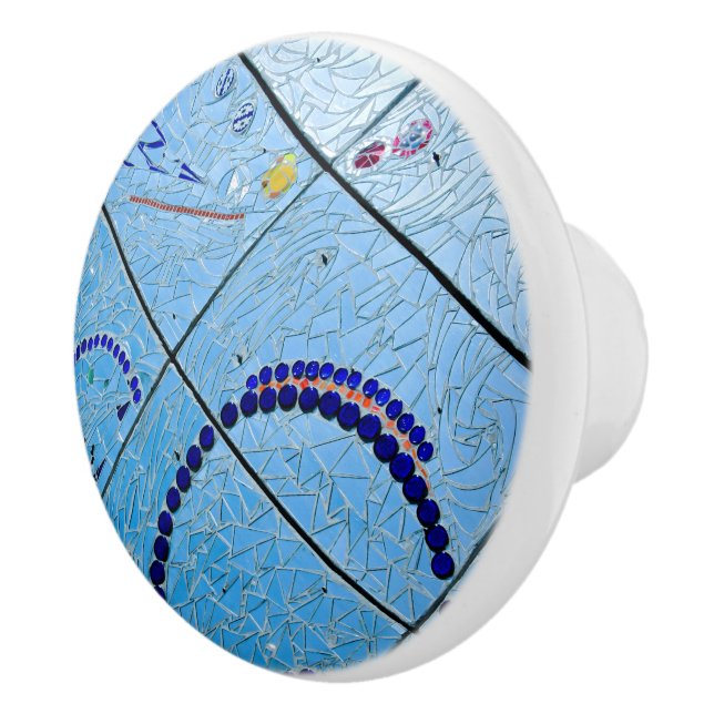 Abstract Blue Mirror Mosaic Ceramic Knob (Right)