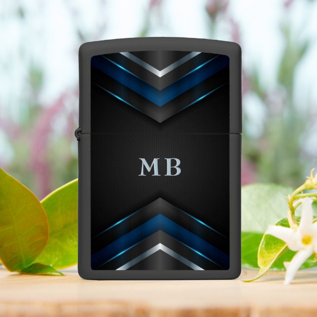 Abstract Blue Mix 26 Customize Zippo Lighter (On Table)