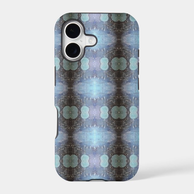 Abstract Blue Mixed Media Style Seamless Pattern Iphone Case (Back)