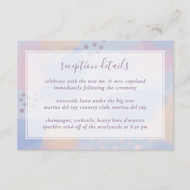 Abstract Blue Modern Art Wedding Enclosure Card (Front)