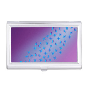 Abstract Blue Moonbeams and Butterflies  Business Card Case