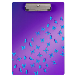 Abstract Blue Moonbeams and Butterflies Clipboard