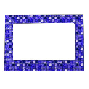 Abstract Blue Mosaic Design With Glowing Textures Magnetic Frame