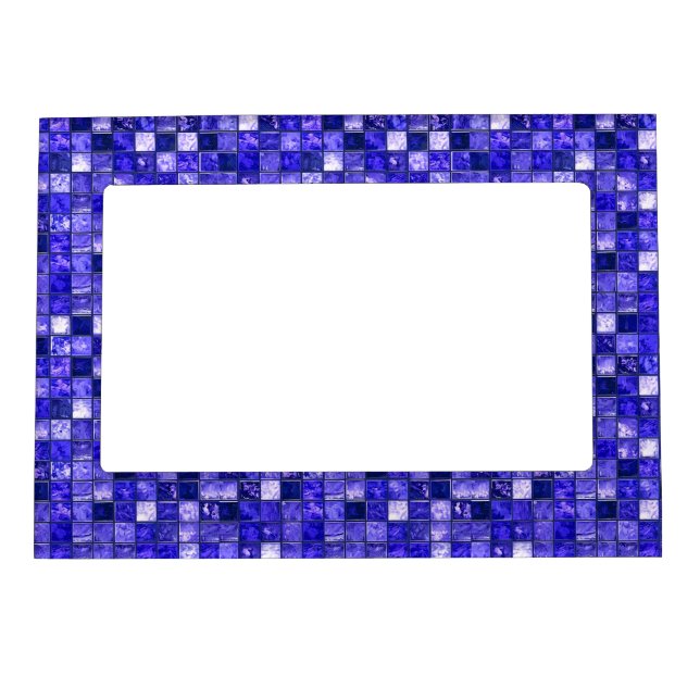 Abstract Blue Mosaic Design With Glowing Textures Magnetic Frame (Front)