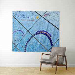 Abstract Blue Mosaic Tapestry