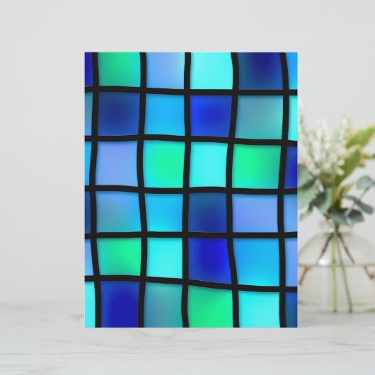 Abstract Blue Mosaic Tile (Standing Front)