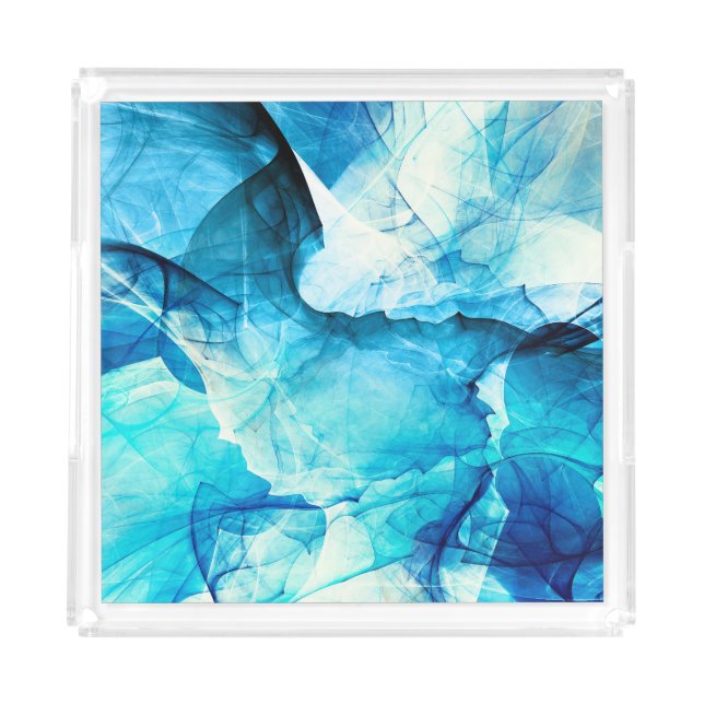 Abstract blue motion: fractal composition. acrylic tray (Front)