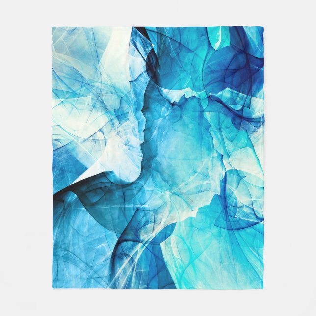 Abstract blue motion: fractal composition. fleece blanket (Front)