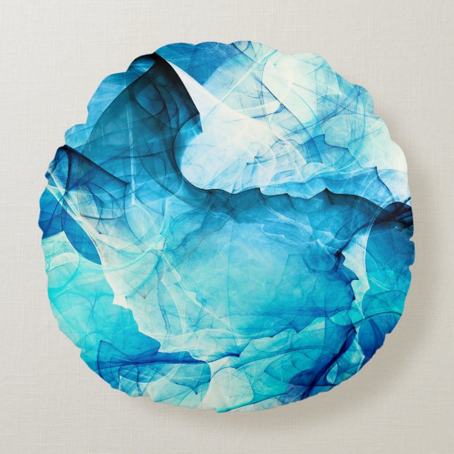Abstract blue motion: fractal composition. round pillow (Front)