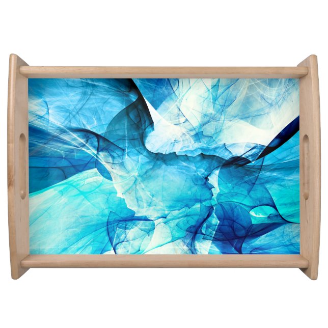 Abstract blue motion: fractal composition. serving tray (Front)